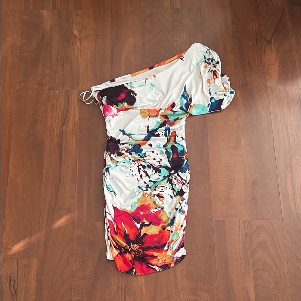 Symphony One-Shoulder Dress in Multicolor Floral